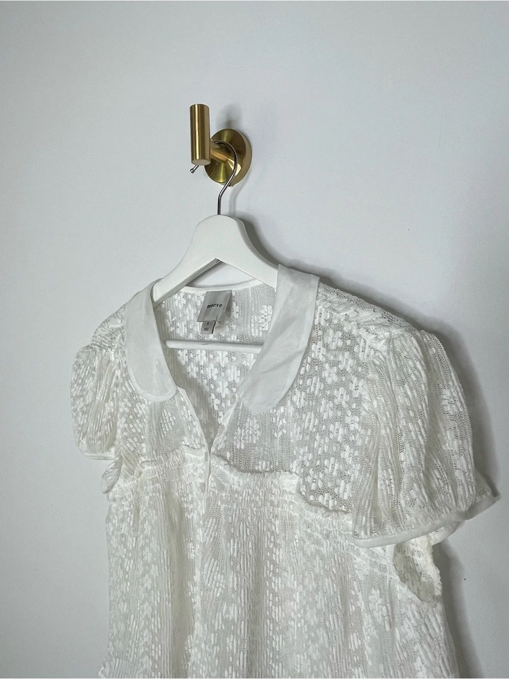 Feminine | Maeve for Anthropologie Lace Sheer Babydoll Layer Top | Collar V Neck